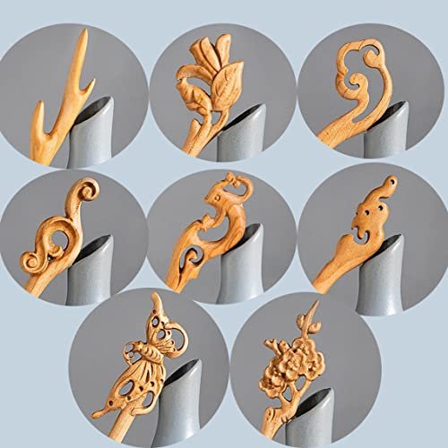 Leadigol 8 PCS Wooden Hair Sticks - Chinese Wood Hair Forks for Women, Vintage Hair Pins, Japanese Hair Chopsticks for Bun Maker - görsel 4