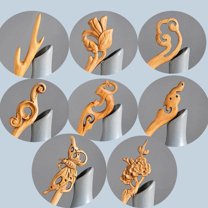 Leadigol 8 PCS Wooden Hair Sticks - Chinese Wood Hair Forks for Women, Vintage Hair Pins, Japanese Hair Chopsticks for Bun Maker