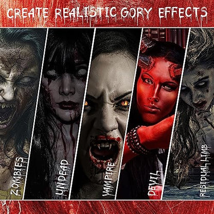 VIOLA HOUSE SFX Makeup Kit - 6 Colors Bruise Wound Face Body Paint with Scar Wax, Liquid Latex, Fake Blood, and Tools