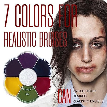VIOLA HOUSE SFX Makeup Kit - 6 Colors Bruise Wound Face Body Paint with Scar Wax, Liquid Latex, Fake Blood, and Tools