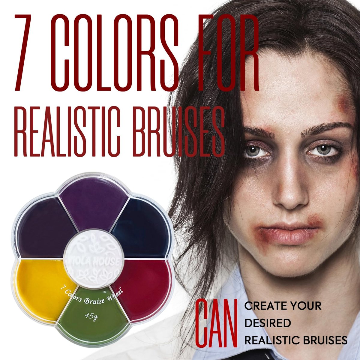 VIOLA HOUSE SFX Makeup Kit - 6 Colors Bruise Wound Face Body Paint with Scar Wax, Liquid Latex, Fake Blood, and Tools - görsel 3