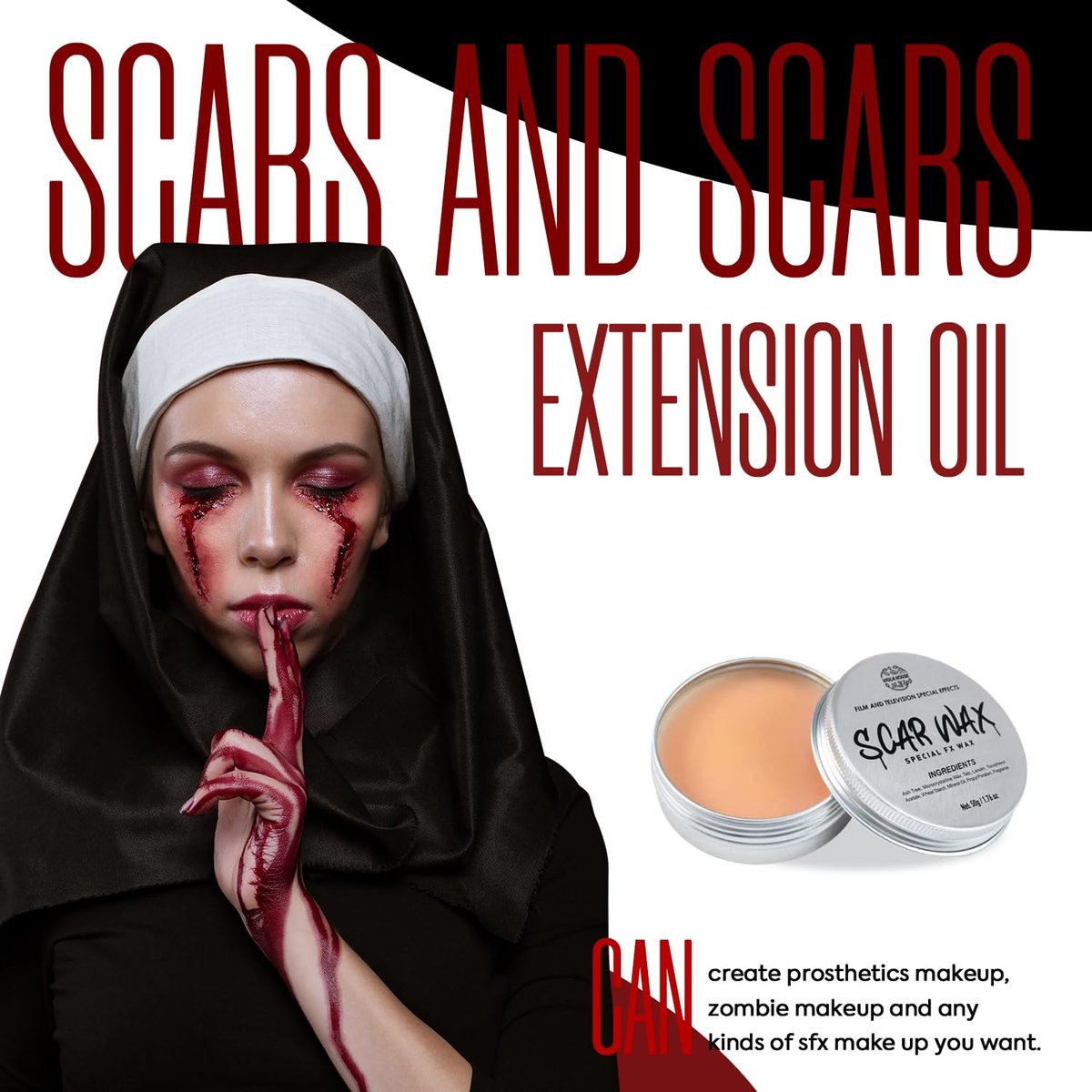 VIOLA HOUSE SFX Makeup Kit - 6 Colors Bruise Wound Face Body Paint with Scar Wax, Liquid Latex, Fake Blood, and Tools - görsel 7