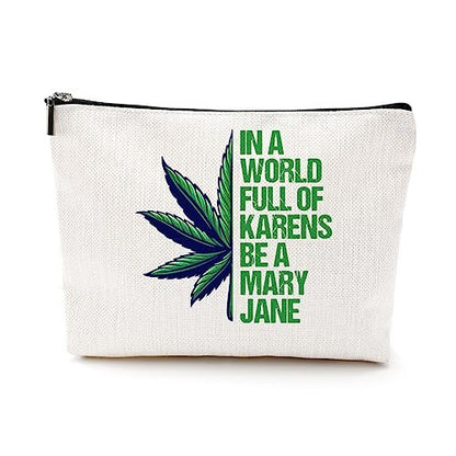 Inspired Marijuana Weed Leaf Cosmetic Bag – Funny Makeup Pouch for Women, Friendship Gift for Mom, Grandma, Sister, Bestie, Daughter – Graduation, Birthday, Christmas Avelisse
