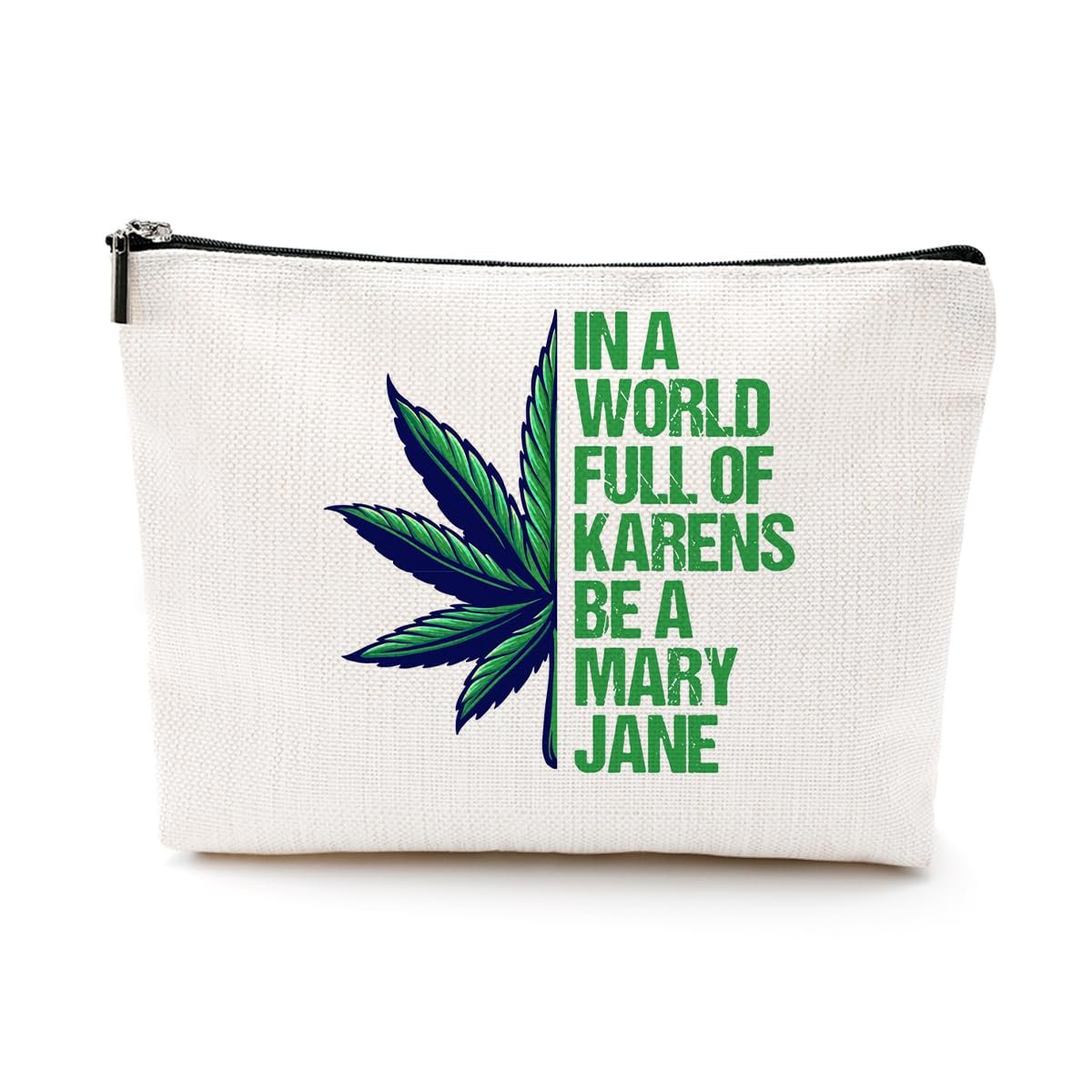Inspired Marijuana Weed Leaf Cosmetic Bag – Funny Makeup Pouch for Women, Friendship Gift for Mom, Grandma, Sister, Bestie, Daughter – Graduation, Birthday, Christmas Avelisse