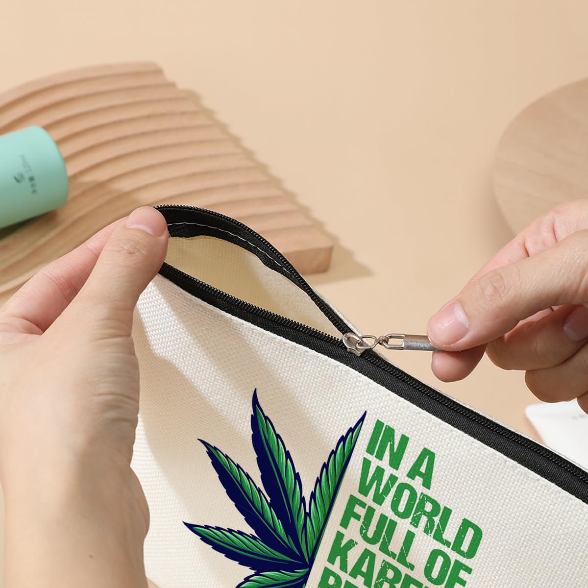 Inspired Marijuana Weed Leaf Cosmetic Bag – Funny Makeup Pouch for Women, Friendship Gift for Mom, Grandma, Sister, Bestie, Daughter – Graduation, Birthday, Christmas Avelisse