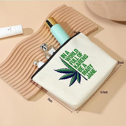Inspired Marijuana Weed Leaf Cosmetic Bag – Funny Makeup Pouch for Women, Friendship Gift for Mom, Grandma, Sister, Bestie, Daughter – Graduation, Birthday, Christmas Avelisse