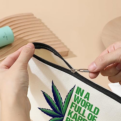 Inspired Marijuana Weed Leaf Cosmetic Bag – Funny Makeup Pouch for Women, Friendship Gift for Mom, Grandma, Sister, Bestie, Daughter – Graduation, Birthday, Christmas Avelisse