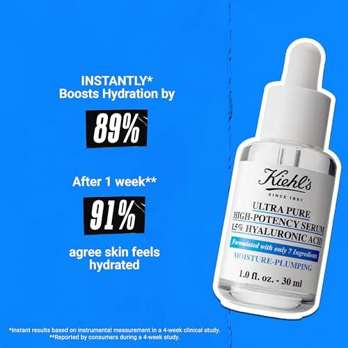 Kiehl's Ultra Pure High-Potency 1.5% Hyaluronic Acid Serum - Hydrating Face Serum for Dry Skin, Fragrance-Free, 1 fl oz Avelisse