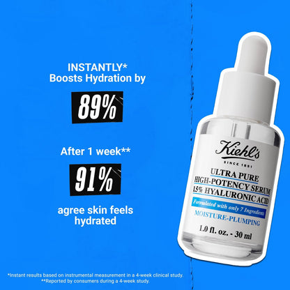 Kiehl's Ultra Pure High-Potency 1.5% Hyaluronic Acid Serum - Hydrating Face Serum for Dry Skin, Fragrance-Free, 1 fl oz Avelisse