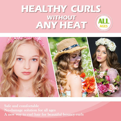 Heatless Curls Overnight Headband - 70'' No Heat Hair Curlers for Medium Long Hair (Black)