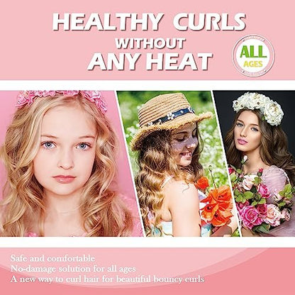 Heatless Curls Overnight Headband - 70'' No Heat Hair Curlers for Medium Long Hair (Black)