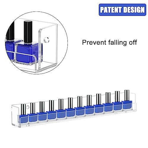 Cerpourt 4 Pack Clear Acrylic Nail Polish Rack Wall Mounted Shelf - Nail Polish Organizer Display for Nail Techs, Home & Salon Use Avelisse