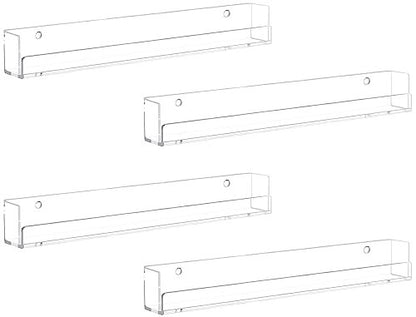 Cerpourt 4 Pack Clear Acrylic Nail Polish Rack Wall Mounted Shelf - Nail Polish Organizer Display for Nail Techs, Home & Salon Use Avelisse