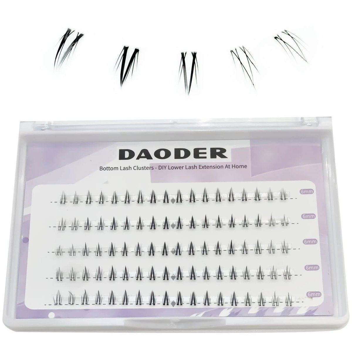 DAODER Bottom Lash Clusters DIY Eyelash Extensions - 90 Pcs Wispy Natural Look Clear Band Lashes for Bottom Eyelashes (6mm, Black) - görsel 1