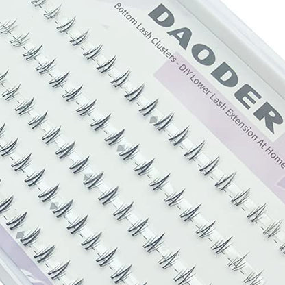 DAODER Bottom Lash Clusters DIY Eyelash Extensions - 90 Pcs Wispy Natural Look Clear Band Lashes for Bottom Eyelashes (6mm, Black)