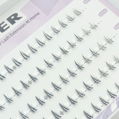 DAODER Bottom Lash Clusters DIY Eyelash Extensions - 90 Pcs Wispy Natural Look Clear Band Lashes for Bottom Eyelashes (6mm, Black)