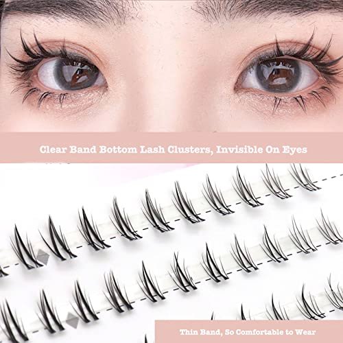 DAODER Bottom Lash Clusters DIY Eyelash Extensions - 90 Pcs Wispy Natural Look Clear Band Lashes for Bottom Eyelashes (6mm, Black) - görsel 8