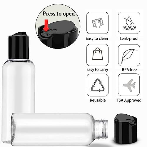 DNSEN 5 Pack 3.4 oz TSA Approved Leakproof Travel Bottles - Clear Plastic Empty Travel Size Containers with Labels - görsel 4
