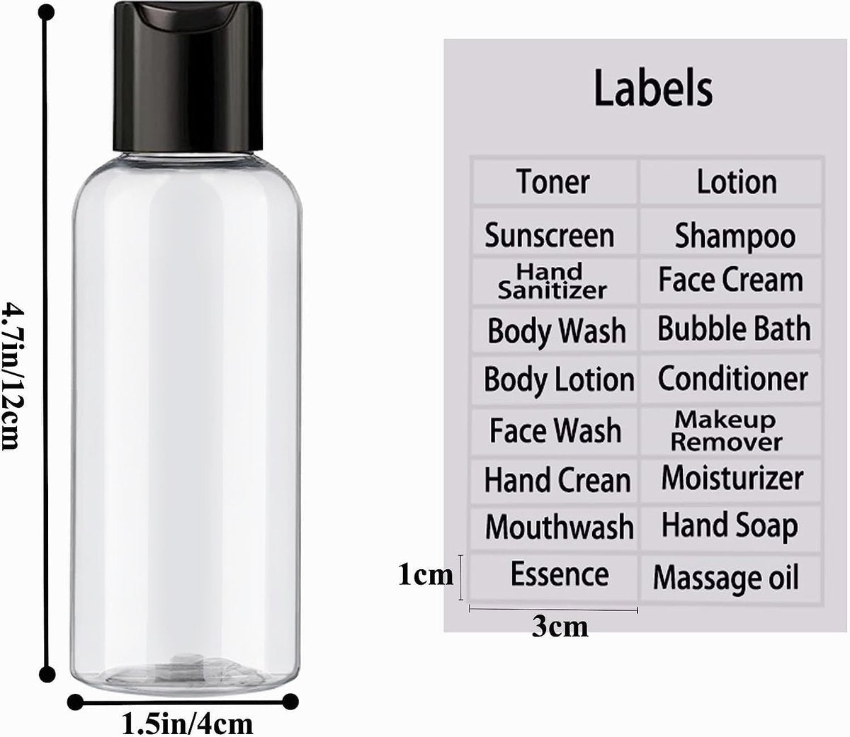 DNSEN 5 Pack 3.4 oz TSA Approved Leakproof Travel Bottles - Clear Plastic Empty Travel Size Containers with Labels - görsel 5
