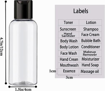 DNSEN 5 Pack 3.4 oz TSA Approved Leakproof Travel Bottles - Clear Plastic Empty Travel Size Containers with Labels