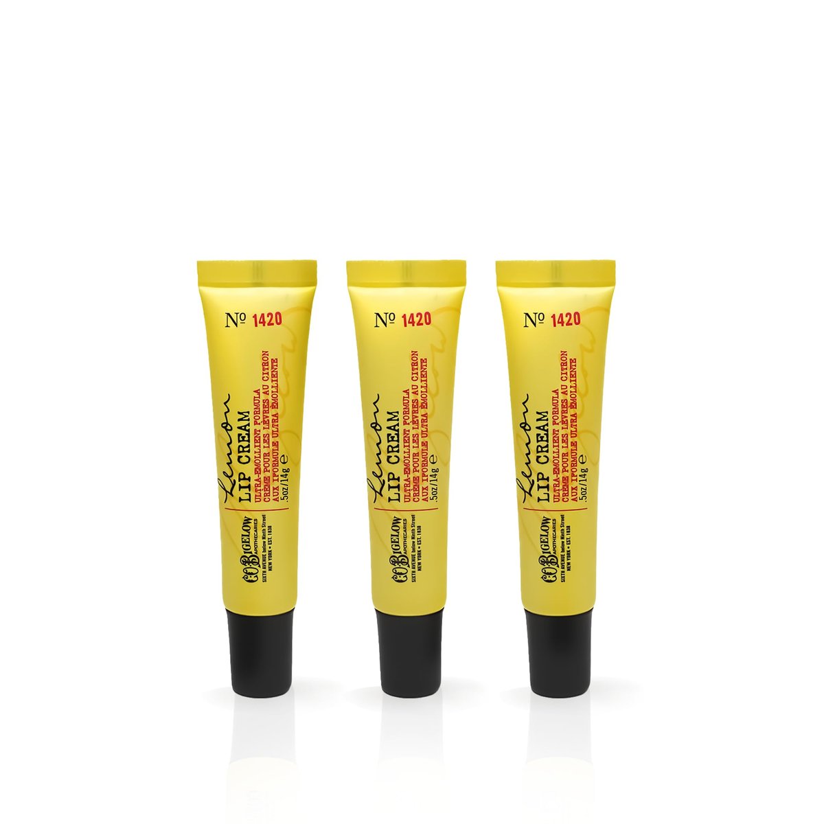 C.O. Bigelow Lemon Lip Cream Tubes, Pack of 3 – Lemon Lip Balm with Shea Butter, Bulk Lip Balm Set, 0.5 oz Each Avelisse