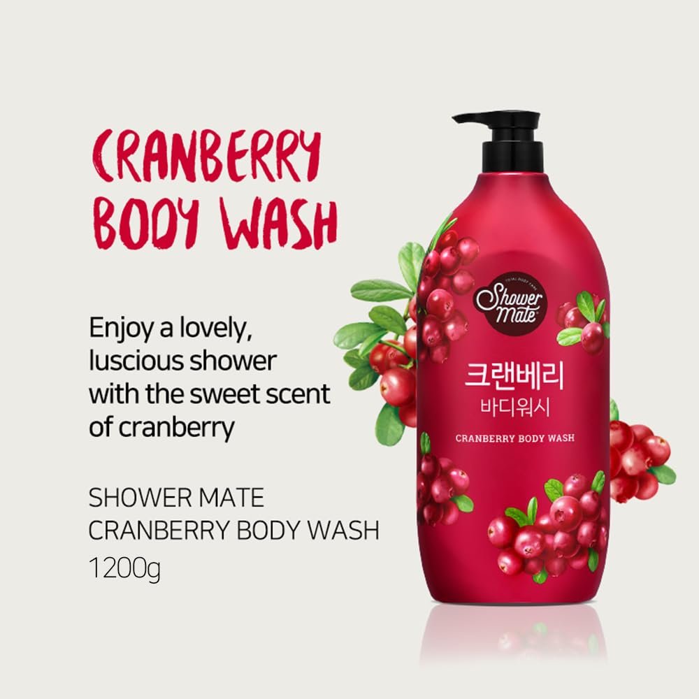 SHOWERMATE Natural Body Wash - Cranberry, 42.3 fl oz (1.2 kg) - Large Pump Bottle for Women & Men - görsel 9