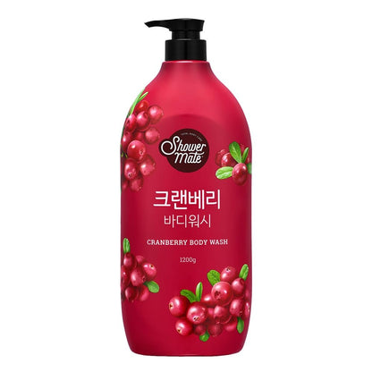 SHOWERMATE Natural Body Wash - Cranberry, 42.3 fl oz (1.2 kg) - Large Pump Bottle for Women & Men