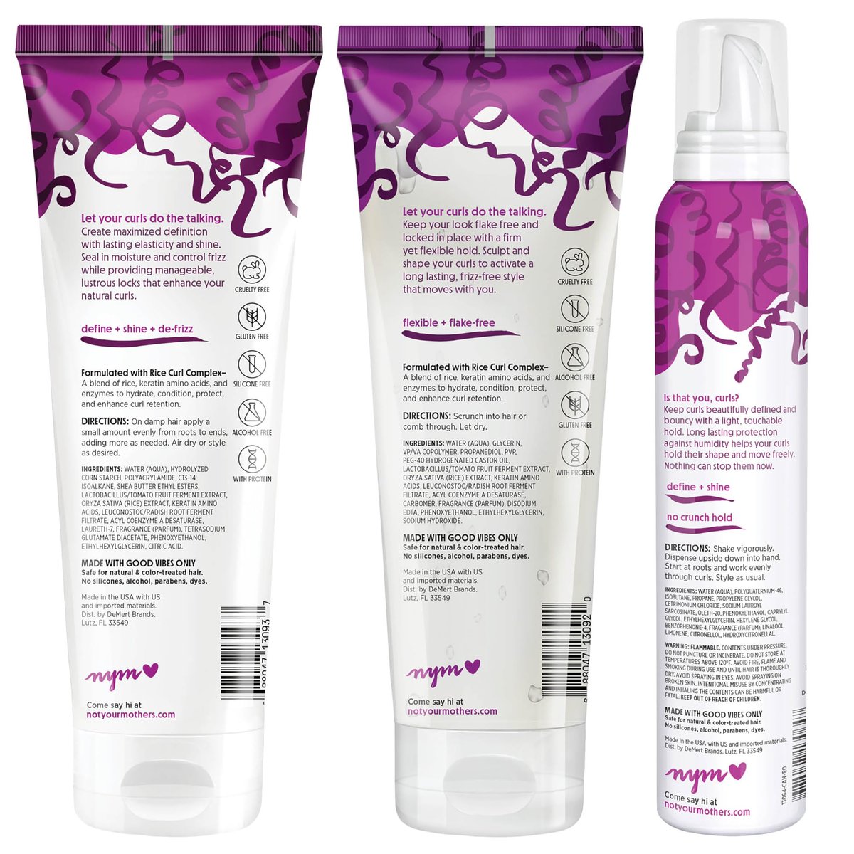 Not Your Mother's Curl Talk Kit: Defining Cream, Frizz Control Styling Gel & Activating Mousse for Curly Hair Avelisse