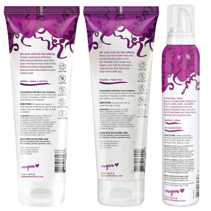 Not Your Mother's Curl Talk Kit: Defining Cream, Frizz Control Styling Gel & Activating Mousse for Curly Hair Avelisse