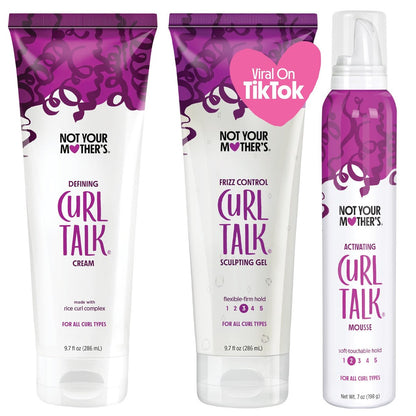 Not Your Mother's Curl Talk Kit: Defining Cream, Frizz Control Styling Gel & Activating Mousse for Curly Hair Avelisse