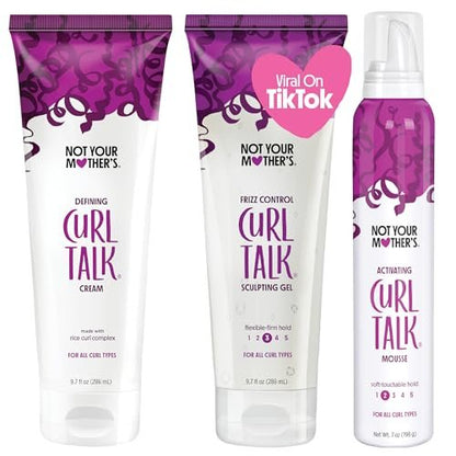 Not Your Mother's Curl Talk Kit: Defining Cream, Frizz Control Styling Gel & Activating Mousse for Curly Hair Avelisse