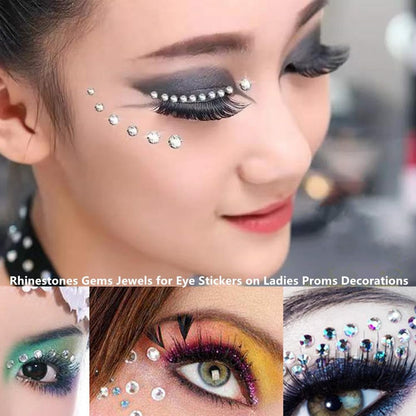 Go Ho 3 Sheets of Self-Adhesive Face/Hair Gems Rhinestones - Pearl White Crystals with Tweezers for Concerts, Festivals, and Rave Accessories