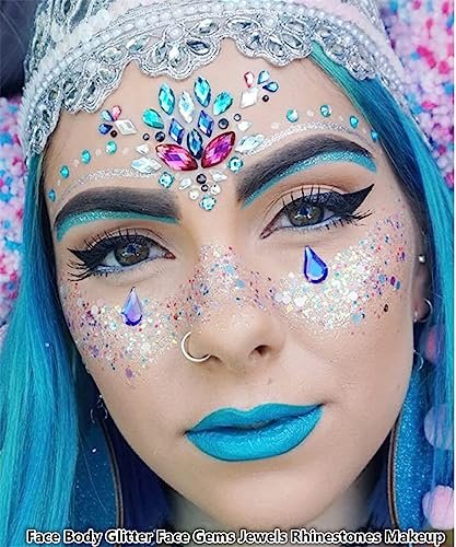 Go Ho 3 Sheets of Self-Adhesive Face/Hair Gems Rhinestones - Pearl White Crystals with Tweezers for Concerts, Festivals, and Rave Accessories - görsel 13