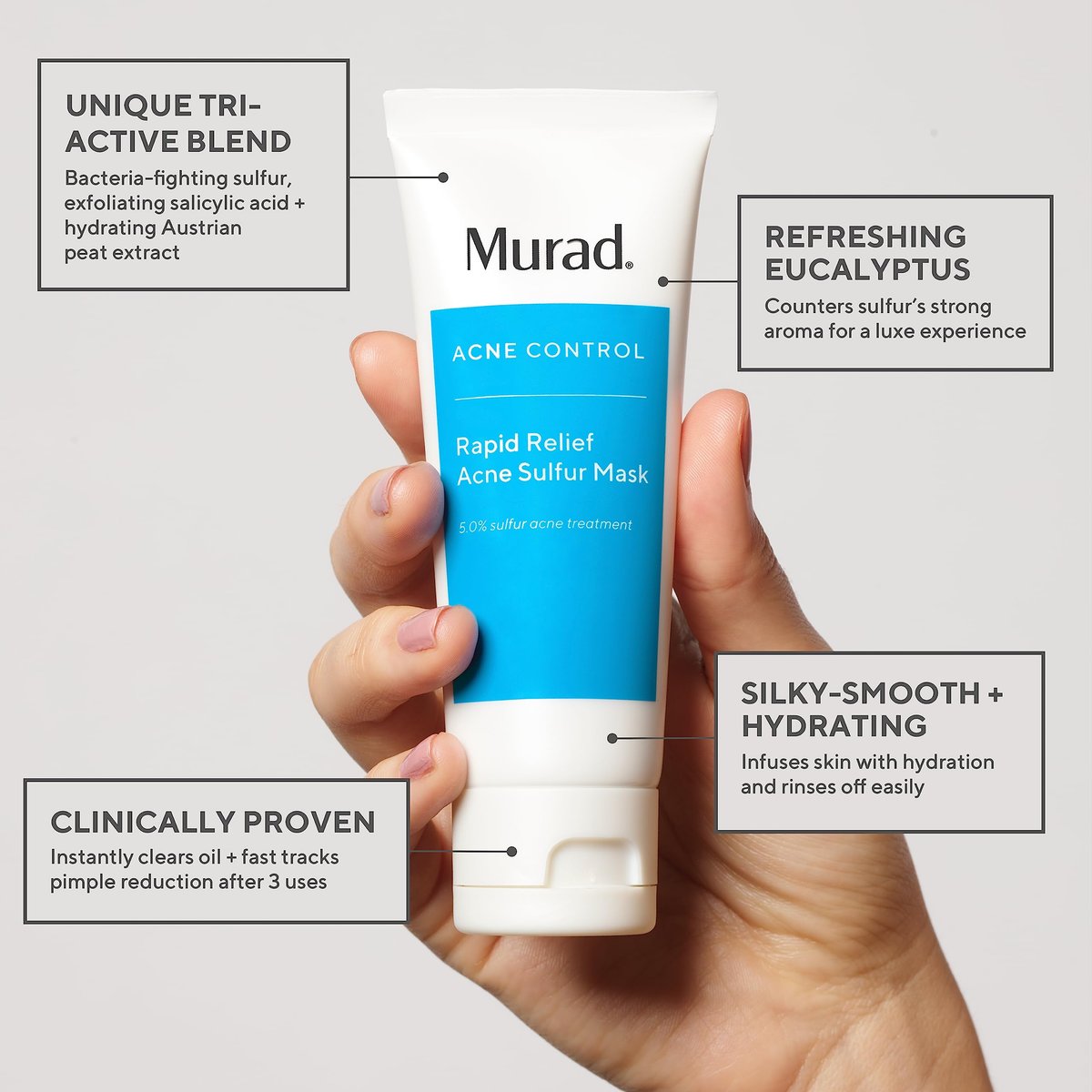 Murad Rapid Relief Acne Sulfur Mask – 2.5 oz Clay Mask with Salicylic Acid, 5% Sulfur & Austrian Peat to Reduce Oil, Minimize Breakouts & Unclog Pores Avelisse