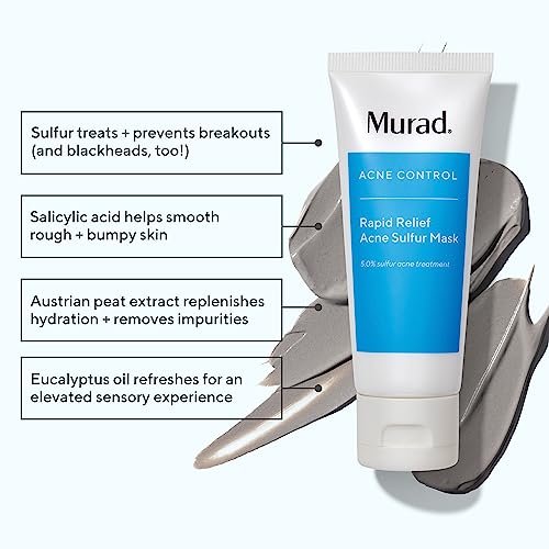 Murad Rapid Relief Acne Sulfur Mask – 2.5 oz Clay Mask with Salicylic Acid, 5% Sulfur & Austrian Peat to Reduce Oil, Minimize Breakouts & Unclog Pores Avelisse