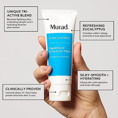 Murad Rapid Relief Acne Sulfur Mask – 2.5 oz Clay Mask with Salicylic Acid, 5% Sulfur & Austrian Peat to Reduce Oil, Minimize Breakouts & Unclog Pores Avelisse