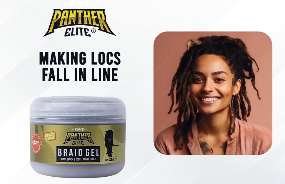 Black Panther Elite Edge & Braid Control Pomade for Curly Hair - Strong Hold Volumizing Hair Gel for Braids, Locs & Twists - 8 oz - görsel 5