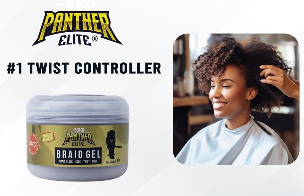 Black Panther Elite Edge & Braid Control Pomade for Curly Hair - Strong Hold Volumizing Hair Gel for Braids, Locs & Twists - 8 oz - görsel 6