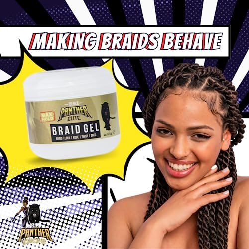 Black Panther Elite Edge & Braid Control Pomade for Curly Hair - Strong Hold Volumizing Hair Gel for Braids, Locs & Twists - 8 oz - görsel 4