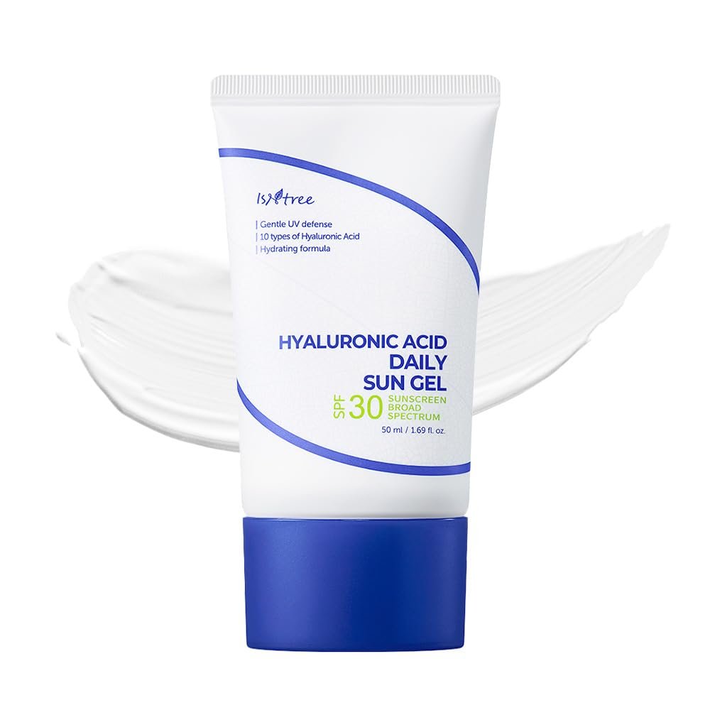 ISNTREE Hyaluronic Acid Daily Sun Gel SPF 30 - Lightweight Korean Sunscreen, Moisturizing, No White Cast, 1.69 fl oz Avelisse
