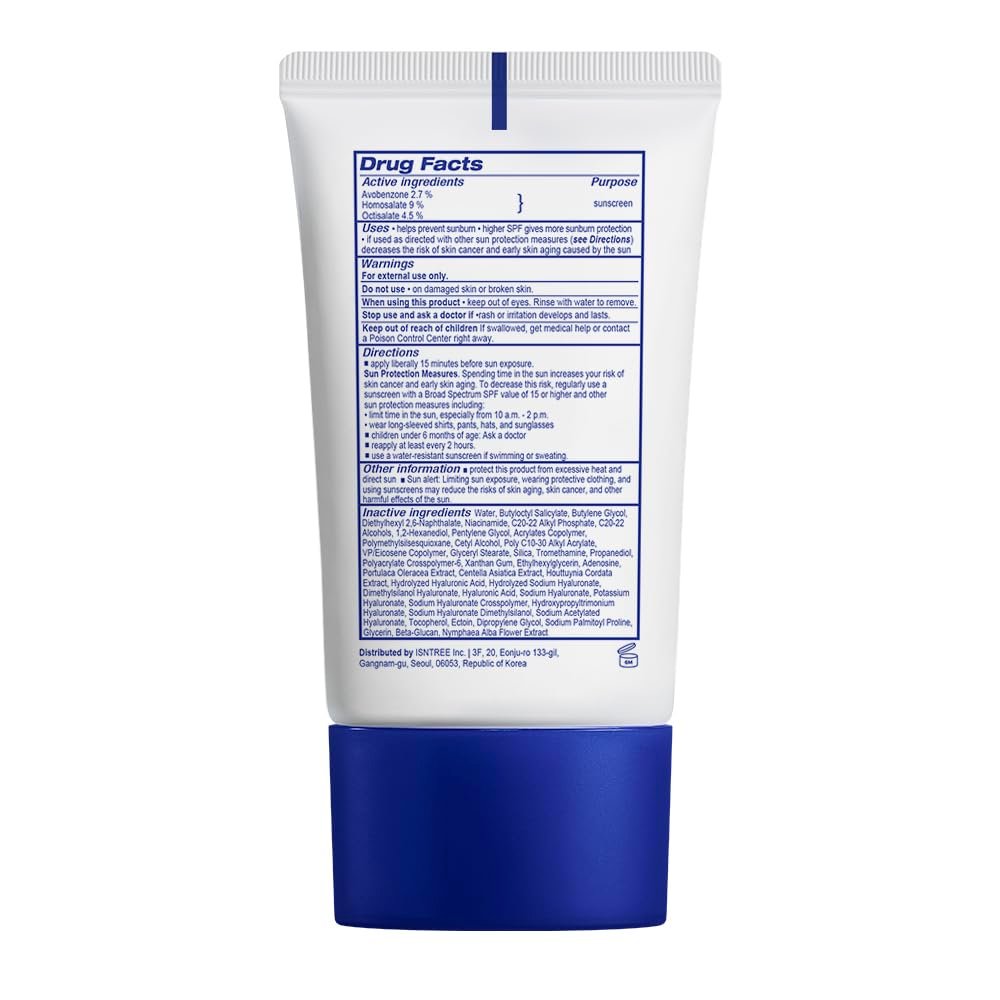 ISNTREE Hyaluronic Acid Daily Sun Gel SPF 30 - Lightweight Korean Sunscreen, Moisturizing, No White Cast, 1.69 fl oz Avelisse
