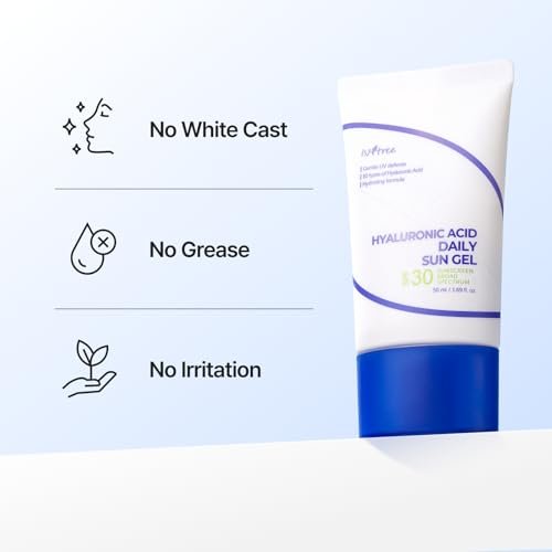ISNTREE Hyaluronic Acid Daily Sun Gel SPF 30 - Lightweight Korean Sunscreen, Moisturizing, No White Cast, 1.69 fl oz Avelisse