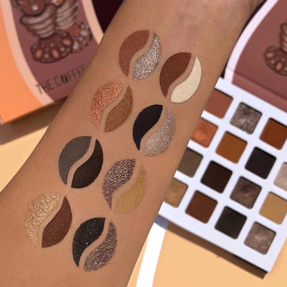 Juvia's Place Coffee Shop Eyeshadow Palette - 16 Pan Palette with Tan, Auburn, & Rich Dark Chocolate Shades, Mattes and Shimmers, Highly Pigmented and Buttery Texture Avelisse