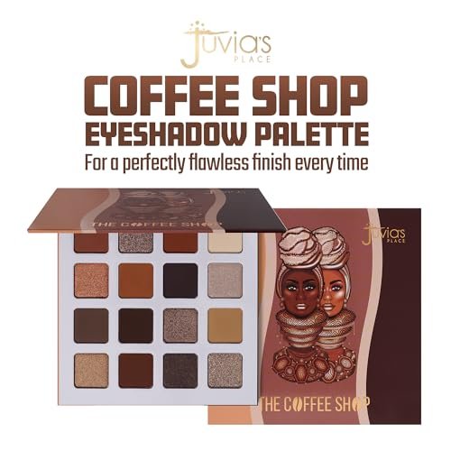 Juvia's Place Coffee Shop Eyeshadow Palette - 16 Pan Palette with Tan, Auburn, & Rich Dark Chocolate Shades, Mattes and Shimmers, Highly Pigmented and Buttery Texture Avelisse