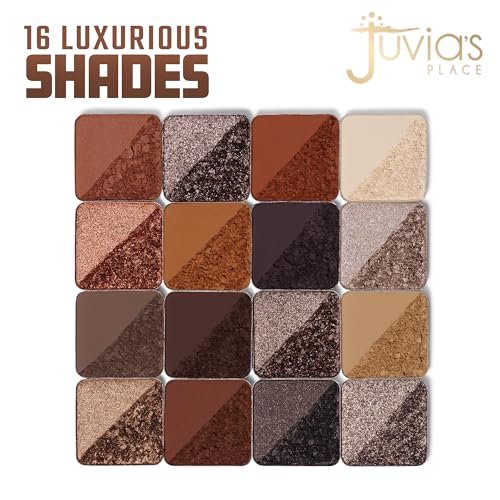 Juvia's Place Coffee Shop Eyeshadow Palette - 16 Pan Palette with Tan, Auburn, & Rich Dark Chocolate Shades, Mattes and Shimmers, Highly Pigmented and Buttery Texture Avelisse