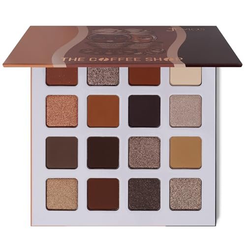 Juvia's Place Coffee Shop Eyeshadow Palette - 16 Pan Palette with Tan, Auburn, & Rich Dark Chocolate Shades, Mattes and Shimmers, Highly Pigmented and Buttery Texture Avelisse