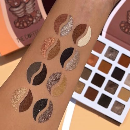 Juvia's Place Coffee Shop Eyeshadow Palette - 16 Pan Palette with Tan, Auburn, & Rich Dark Chocolate Shades, Mattes and Shimmers, Highly Pigmented and Buttery Texture Avelisse