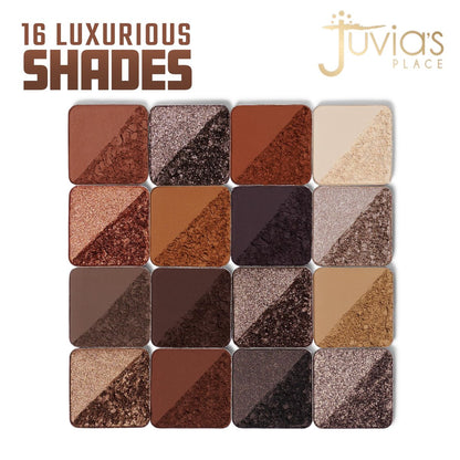Juvia's Place Coffee Shop Eyeshadow Palette - 16 Pan Palette with Tan, Auburn, & Rich Dark Chocolate Shades, Mattes and Shimmers, Highly Pigmented and Buttery Texture Avelisse