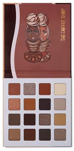 Juvia's Place Coffee Shop Eyeshadow Palette - 16 Pan Palette with Tan, Auburn, & Rich Dark Chocolate Shades, Mattes and Shimmers, Highly Pigmented and Buttery Texture Avelisse