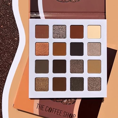 Juvia's Place Coffee Shop Eyeshadow Palette - 16 Pan Palette with Tan, Auburn, & Rich Dark Chocolate Shades, Mattes and Shimmers, Highly Pigmented and Buttery Texture Avelisse